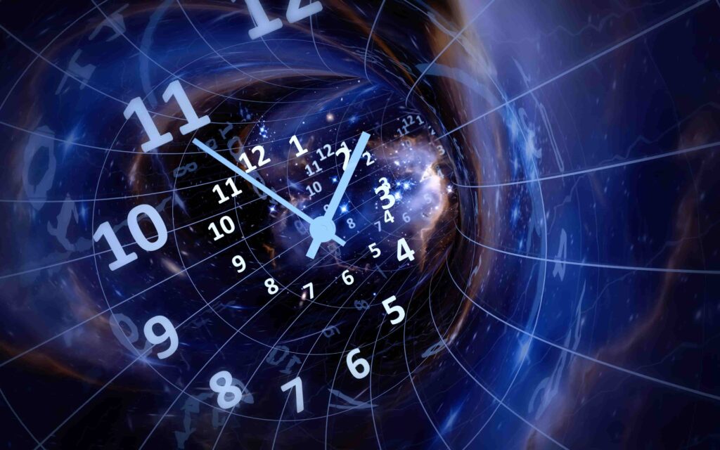 Eine Illustration von einer Uhr auf einer Weltkugel