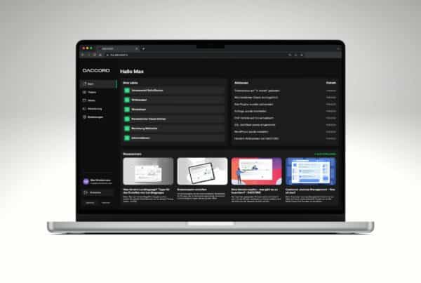 Ein MacBook Pro mit dem MyDACCORD Dashboard im Browser